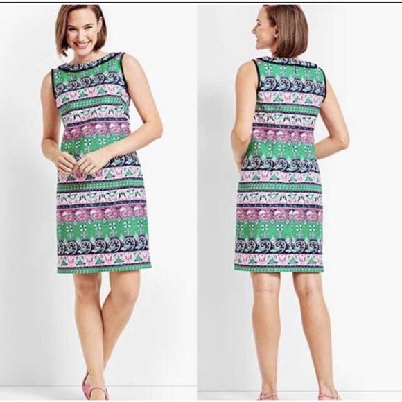 Talbots Women's Tulip Floral Print Shift Dress Size 4 Pink White Spring Easter - Picture 1 of 12